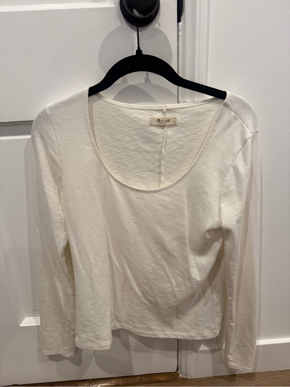 Madewell Scoop Neck Long-Sleeve Top in Off-White